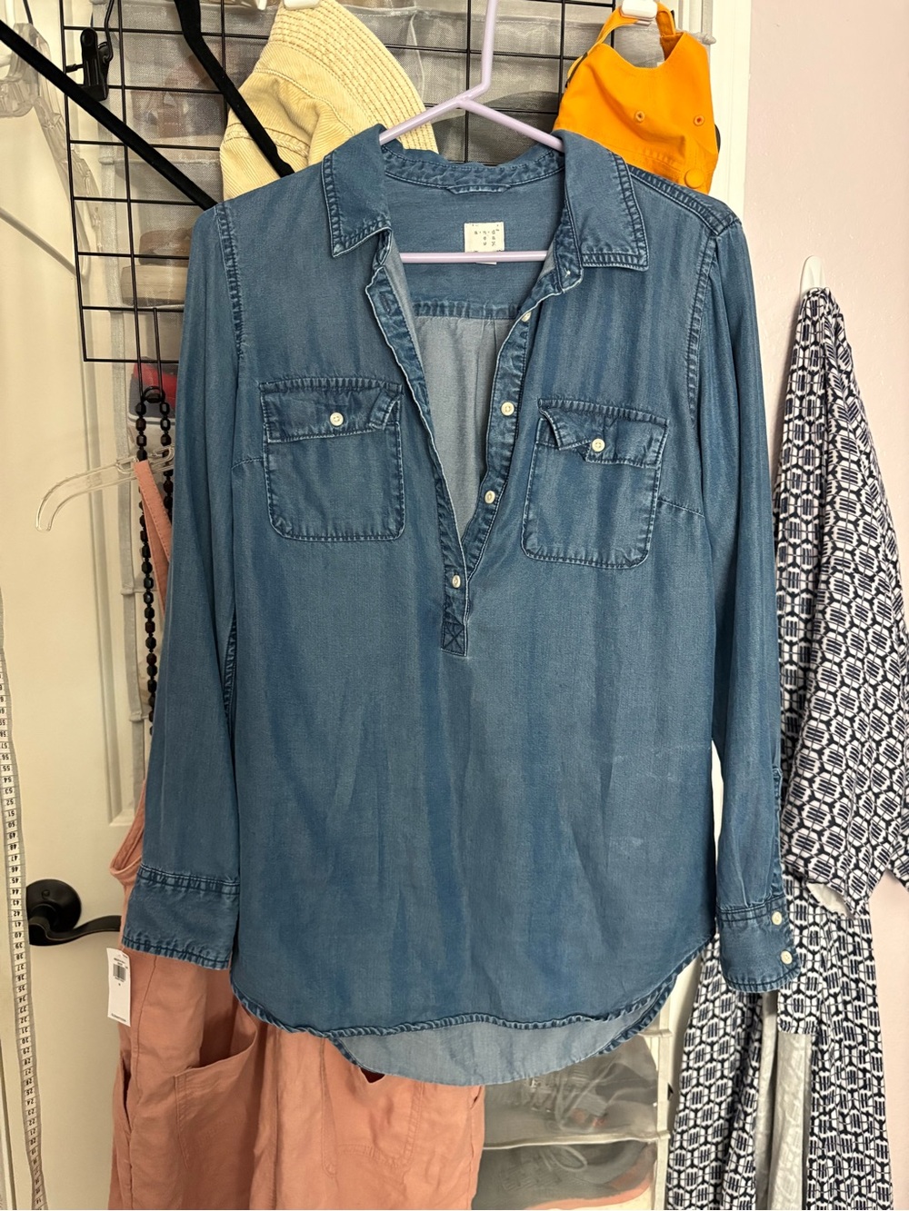 a new day Washed Denim Blue Button-Placket Shirt